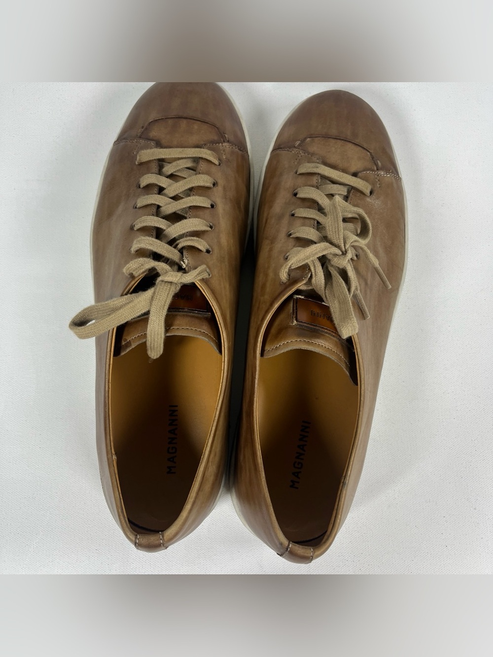 Magnanni Sneakers Low Top Luxury Leather Dress Made Spain Brown Men’s 13 M - Picture 7 of 11